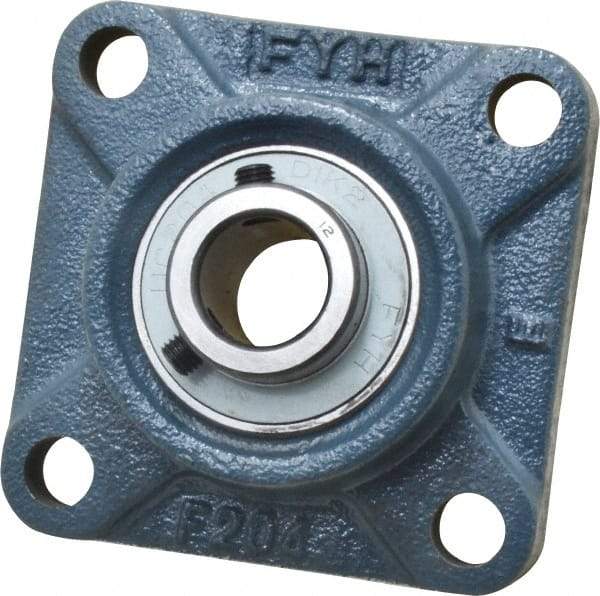 Value Collection - 3/4" ID, 3-3/8" OAW x 3-3/8" OAL x 3-3/8" OAH 4-Bolt High Temperature Flange Bearing - 1,650 Lb Static Cap, 2,830 Lb Dyn Cap, 2-1/2" Btw Mnt Hole Ctrs, 19/32" Base-to-Ctr Ht, Cast Iron - Apex Tool & Supply
