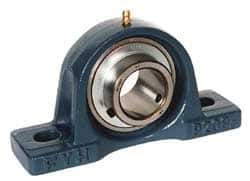 Value Collection - 2" ID, 4-7/16" OAW x 8-1/8" OAL x 4-7/16" OAH High Temperature Ball Bearing Pillow Block - 5,120 Lb Static Cap, 7,700 Lb Dyn Cap, 6-1/4" Btw Mnt Hole Ctrs, 2-1/4" Base-to-Ctr Ht, Cast Iron - Apex Tool & Supply