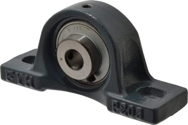 Value Collection - 1/2" ID, 2-3/8" OAW x 5" OAL x 2-3/8" OAH High Temperature Ball Bearing Pillow Block - 1,650 Lb Static Cap, 2,830 Lb Dyn Cap, 3-3/4" Btw Mnt Hole Ctrs, 1-3/16" Base-to-Ctr Ht, Cast Iron - Apex Tool & Supply