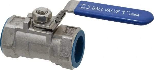Value Collection - 1" Pipe, Standard Port, Stainless Steel Standard Ball Valve - 1 Piece, Inline - One Way Flow, FNPT x FNPT Ends, Lever Handle, 400 WOG - Apex Tool & Supply