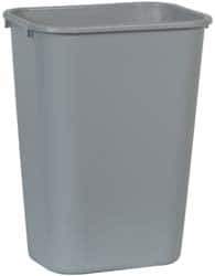 Rubbermaid - 41 Qt Gray Rectangle Trash Can - Polyethylene, 19-7/8" High x 15-1/4" Long x 11" Wide - Apex Tool & Supply