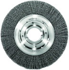 8" - Diameter Medium Face Crimped Wire Wheel; .0104" Steel Fill; 2" Arbor Hole - Apex Tool & Supply