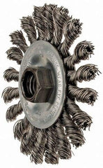 Anderson - 4" OD, 5/8-11 Arbor Hole, Knotted Stainless Steel Wheel Brush - 3/8" Face Width, 1" Trim Length, 0.02" Filament Diam, 20,000 RPM - Apex Tool & Supply