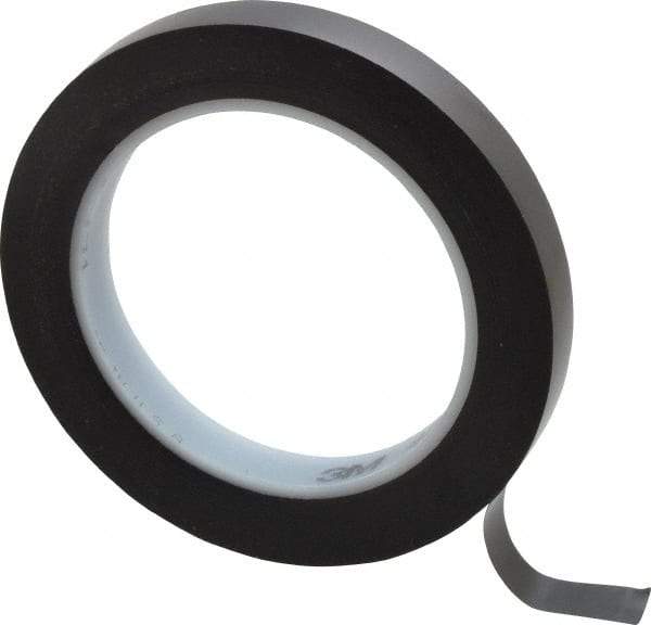 3M - Black Solid Color Vinyl Tape - 1/2" Wide x 108' Long x 5.2 mil Thick, General Traffic - Apex Tool & Supply