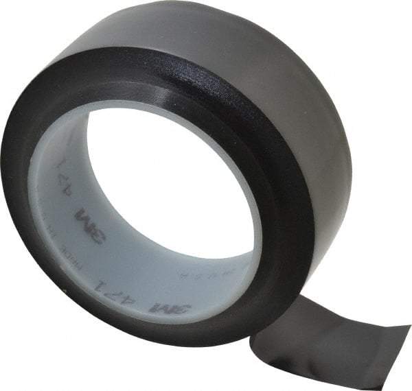 3M - Black Solid Color Vinyl Tape - 1-1/2" Wide x 108' Long x 5.2 mil Thick, General Traffic - Apex Tool & Supply