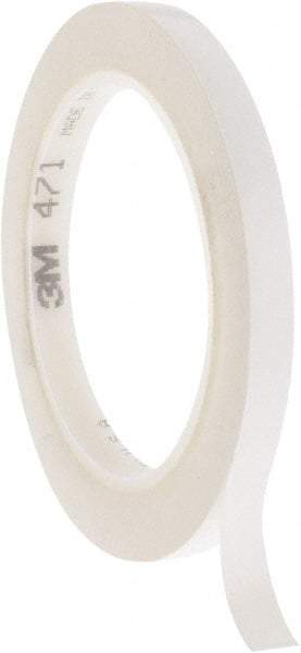 3M - White Solid Color Vinyl Tape - 3/8" Wide x 108' Long x 5.2 mil Thick, General Traffic - Apex Tool & Supply