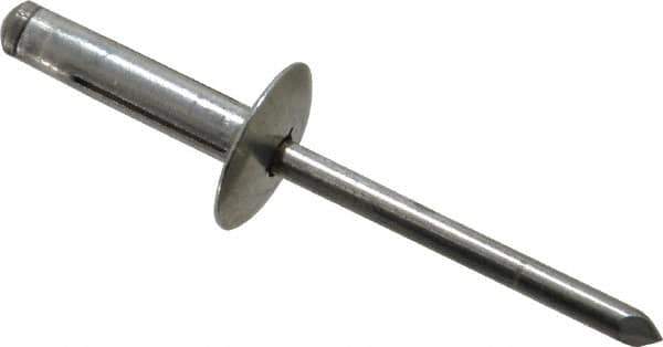 RivetKing - Size 0625 Large Flange Head Aluminum Tri Folding Blind Rivet - Aluminum Mandrel, 0.04" to 0.354" Grip, 0.55" Head Diam, 0.196" to 0.209" Hole Diam, 0.92" Length Under Head, 3/16" Body Diam - Apex Tool & Supply