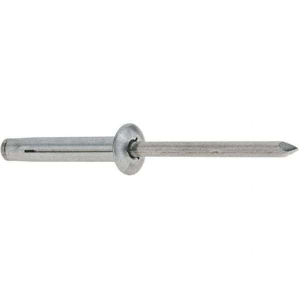 RivetKing - Size 0640 Dome Head Aluminum Tri Folding Blind Rivet - Aluminum Mandrel, 0.157" to 5/8" Grip, 0.386" Head Diam, 0.196" to 0.209" Hole Diam, 1.2" Length Under Head, 3/16" Body Diam - Apex Tool & Supply