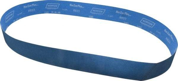 Norton - 2-1/2" Wide x 60" OAL, 120 Grit, Zirconia Alumina Abrasive Belt - Zirconia Alumina, Fine, Coated, X Weighted Cloth Backing, Series R823 - Apex Tool & Supply