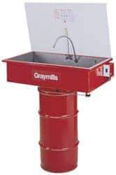 Graymills - Drum Mount Solvent-Based Parts Washer - 20 Gal Max Operating Capacity, Steel Tank, 67-1/8" High x 36" Long x 20" Wide, 115 Input Volts - Apex Tool & Supply