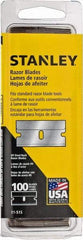 Stanley - 100 Piece Steel Single Edge Blade - 1-1/2" OAL, 0.009" Blade Thickness - Apex Tool & Supply