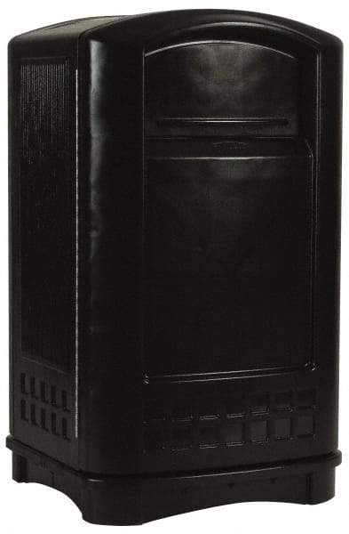 Rubbermaid - 50 Gal Black Rectangle Trash Can - Polyethylene, 42-1/8" High x 24-3/4" Long x 25-1/4" Wide - Apex Tool & Supply