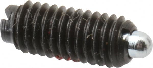 TE-CO - 10-32, 15/32" Thread Length, 0.065" Plunger Projection, Zinc Plated Steel Threaded Spring Plunger - Apex Tool & Supply