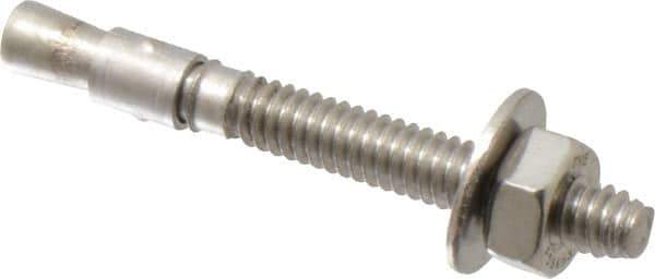 Red Head - 1/4" Diam, 1/4" Drill, 2-1/4" OAL, Wedge Expansion Concrete Anchor - 316 Stainless Steel, Hex Nut Head, Hex Drive, 1-1/4" Thread Length - Apex Tool & Supply