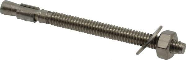 Red Head - 1/4" Diam, 1/4" Drill, 3-1/4" OAL, Wedge Expansion Concrete Anchor - 316 Stainless Steel, Hex Nut Head, Hex Drive, 2-1/4" Thread Length - Apex Tool & Supply