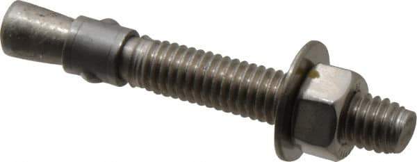 Red Head - 3/8" Diam, 3/8" Drill, 2-3/4" OAL, Wedge Expansion Concrete Anchor - 316 Stainless Steel, Hex Nut Head, Hex Drive, 1-5/8" Thread Length - Apex Tool & Supply