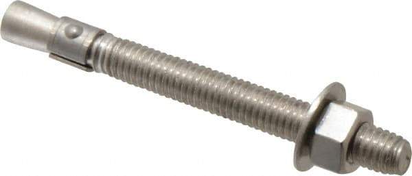 Red Head - 3/8" Diam, 3/8" Drill, 3-3/4" OAL, Wedge Expansion Concrete Anchor - 316 Stainless Steel, Hex Nut Head, Hex Drive, 2-1/2" Thread Length - Apex Tool & Supply