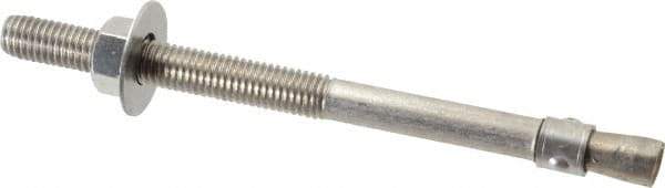 Red Head - 1/2" Diam, 1/2" Drill, 7" OAL, 3-3/16" Min Embedment Wedge Expansion Concrete Anchor - 304 Stainless Steel, Hex Nut Head, Hex Drive, 3-1/2" Thread Length - Apex Tool & Supply