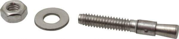 Red Head - 1/4" Diam, 1/4" Drill, 1-3/4" OAL, 1-5/8" Min Embedment Wedge Expansion Concrete Anchor - 304 Stainless Steel, Hex Nut Head, Hex Drive, 3/4" Thread Length - Apex Tool & Supply