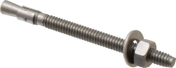 Red Head - 1/4" Diam, 1/4" Drill, 3-1/4" OAL, 3-3/16" Min Embedment Wedge Expansion Concrete Anchor - 304 Stainless Steel, Hex Nut Head, Hex Drive, 2-1/4" Thread Length - Apex Tool & Supply