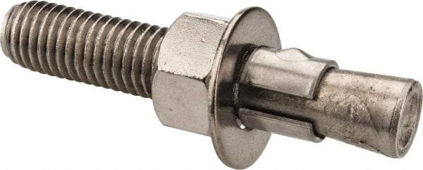 Red Head - 5/8" Diam, 5/8" Drill, 3-1/2" OAL, 5/8" Min Embedment Wedge Expansion Concrete Anchor - 304 Stainless Steel, Hex Nut Head, Hex Drive, 1-3/4" Thread Length - Apex Tool & Supply