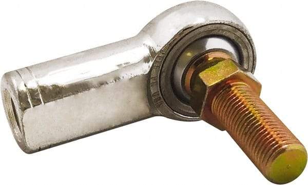 Made in USA - 3/16" ID, 5/8" Max OD, 3,736 Lb Max Static Cap, Female Spherical Rod End with Stud - 10-32 LH, 1/2" Shank Diam, 9/16" Shank Length, Alloy Steel with Steel Raceway - Apex Tool & Supply