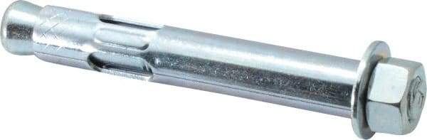 Red Head - 5/8" Diam, 5/8" Drill, 4-1/4" OAL, 2-1/4" Min Embedment Sleeve Concrete Anchor - Steel, Zinc-Plated Finish, Hex Nut Head, Hex Drive - Apex Tool & Supply
