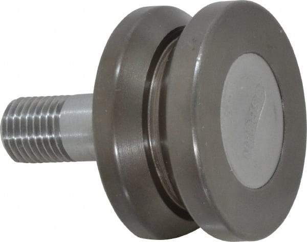 Osborn International - 1-1/2" Roller Diam x 25/32" Width, 7/16" Stud Diam x 1" Length, V Grooved Concentric Stud - Steel, 1/2" Thread Length, 7/16-20 Thread, 1-25/32" OAL, 225 Lb Dynamic Cap - Apex Tool & Supply