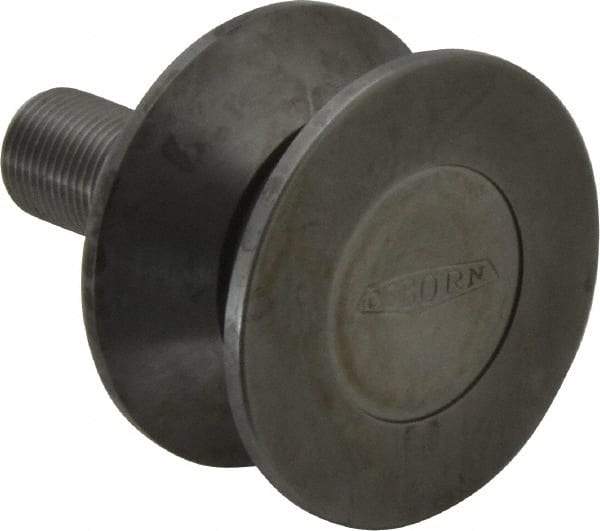 Osborn International - 2-1/2" Roller Diam x 1-5/16" Width, 3/4" Stud Diam x 1-3/4" Length, V Grooved Concentric Stud - Steel, 7/8" Thread Length, 3/4-16 Thread, 3-1/16" OAL, 1,100 Lb Dynamic Cap - Apex Tool & Supply