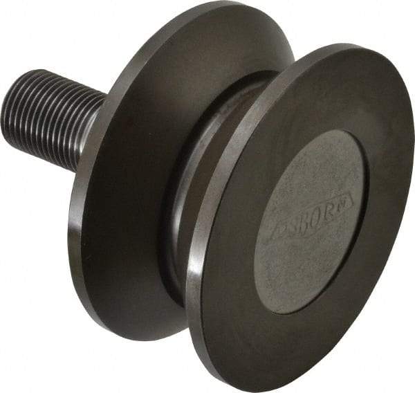 Osborn International - 3-1/2" Roller Diam x 1-11/16" Width, 7/8" Stud Diam x 2" Length, V Grooved Concentric Stud - Steel, 1-1/8" Thread Length, 7/8-14 Thread, 3-11/16" OAL, 2,270 Lb Dynamic Cap - Apex Tool & Supply