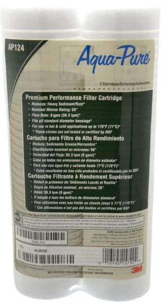 3M Aqua-Pure - 2-1/2" OD, 50µ, Cellulose Fiber Graded-Density Cartridge Filter - 9-3/4" Long, Reduces Dirt & Rust - Apex Tool & Supply