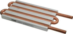Lytron - 6" Long x 3-1/2" High, Straight Connection Copper Tube Cold Plate - 3/8 OD Tube, 4-Pass Fluid Path, Water Cooling, 1/2" Thick - Apex Tool & Supply