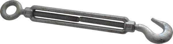 Made in USA - 900 Lb Load Limit, 3/8" Thread Diam, 6" Take Up, Steel Hook & Eye Turnbuckle - 11-7/8" Closed Length - Apex Tool & Supply