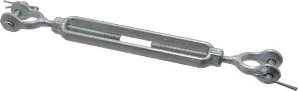 Made in USA - 500 Lb Load Limit, 1/4" Thread Diam, 4" Take Up, Steel Jaw & Jaw Turnbuckle - 8" Closed Length - Apex Tool & Supply