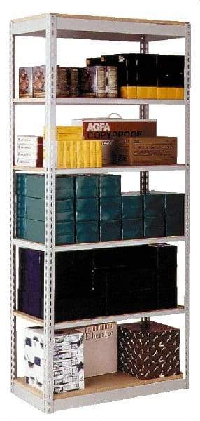 Hallowell - 6 Shelf Starter Unit Box Edge Open Steel Shelving - 800 Lb Capacity, 36" Wide x 87" High x 18" Deep, Gray - Apex Tool & Supply