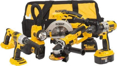 DeWALT - 17 Piece 18 Volt Cordless Tool Combination Kit - Includes 1/4" Impact Driver, 6-1/2" Circular Saw, Cut-Off Tool, Reciprocating Saw, 1/2" Hammer Drill, Battery Included - Apex Tool & Supply