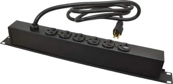 Wiremold - 6 Outlets, 120 Volts, 20 Amps, 6' Cord, Power Outlet Strip - Rack Mount, 6 Back NEMA Configuration, 19" Strip, cULus Recognized - Apex Tool & Supply