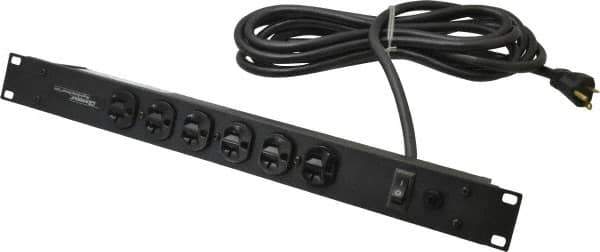 Wiremold - 6 Outlets, 120 Volts, 20 Amps, 15' Cord, Power Outlet Strip - Rack Mount, 6 Front NEMA Configuration, 19" Strip, cULus Recognized - Apex Tool & Supply