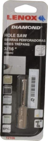 Lenox - 3/16" Diam, 1-1/8" Cutting Depth, Hole Saw - Diamond Grit Saw, Continuous Edge - Apex Tool & Supply