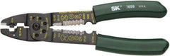 SK - 8-1/2" OAL, 10 AWG Capacity, Crimper/Cutter - 1" Jaw Length x 1/8" Jaw Width, Plastisol Handle - Apex Tool & Supply