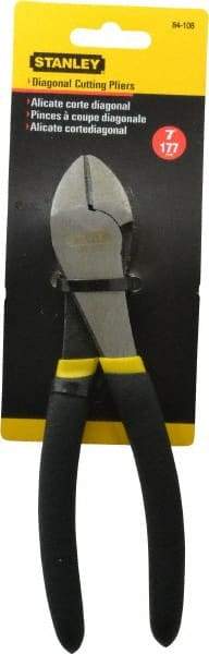Stanley - 7-1/8" OAL, 1/2" Capacity, Cutting Pliers - 53/64" Jaw Length x 1-11/64" Jaw Width, Round Head, Cushion Grip Handle - Apex Tool & Supply