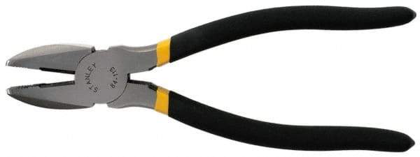 Stanley - 8-3/4" OAL, 1-15/32" Jaw Length, Side Cutting Linesman's Pliers - Serrated Jaw, Round Nose Head, Dual Dipped Handles - Apex Tool & Supply