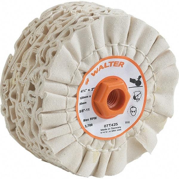 WALTER Surface Technologies - 4-3/4" Diam x 2" Thick Unmounted Buffing Wheel - Polishing, 5/8-11 Arbor Hole - Apex Tool & Supply