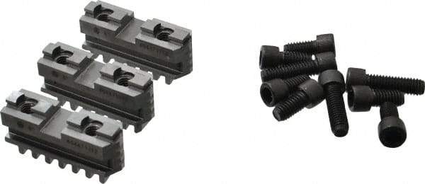 Bison - 6-1/4 to 6" Chuck Diam Compatibility, Steel Tongue & Groove Hard Lathe Master Jaws - 1/2" Groove Width, 0.7874" Wide x 2.559" Long - Apex Tool & Supply