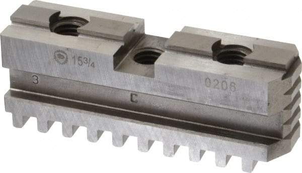 Bison - 15-3/4 to 16" Chuck Diam Compatibility, Steel Tongue & Groove Hard Lathe Master Jaws - 3/4" Groove Width, 1.4173" Wide x 5.1181" Long - Apex Tool & Supply