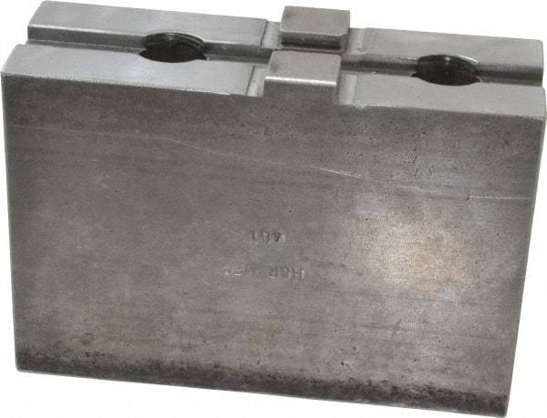 H & R Manufacturing - 18 to 21" Chuck Capacity, Tongue & Groove Attachment, Square Soft Lathe Chuck Jaw - Steel, 3" Btw Mount Hole Ctrs, 5-5/8" Long x 2" Wide x 3-13/16" High, 1/2" Groove - Apex Tool & Supply