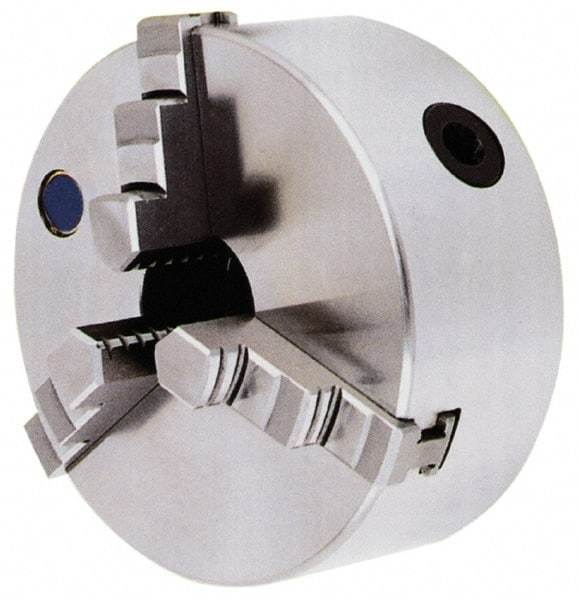 Interstate - 3 Jaws, 15" Diam, Self Centering Manual Lathe Chuck - D1-8 Mount Spindle, Reversible, 5.1181" Through Hole Diam, Cast Iron - Apex Tool & Supply