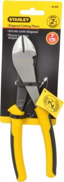 Stanley - 7" OAL, Cutting Pliers - 13/16" Jaw Length x 1-7/64" Jaw Width, Round Head, Thermo Plastic Elastomer (TPE) Handle - Apex Tool & Supply