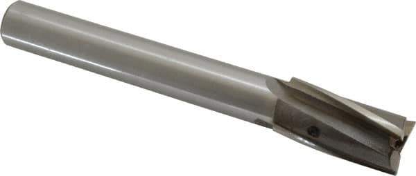 Value Collection - 25/32" Diam, 5/8" Shank, Diam, 3 Flutes, Straight Shank, Interchangeable Pilot Counterbore - 5-3/8" OAL, 3-7/8" OAL Shank, Bright Finish, High Speed Steel - Apex Tool & Supply