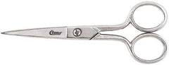 Clauss - 2" LOC, 5" OAL Chrome Plated Standard Scissors - Ambidextrous, Chrome Plated Straight Handle, For Sewing - Apex Tool & Supply